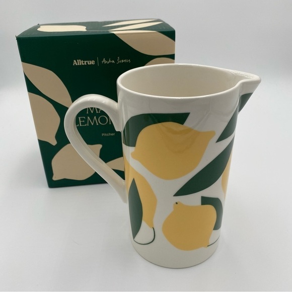 Make Lemon Pitcher Printed Water Vase Handle All True Fruit Cute Summer (NWT) - Picture 2 of 5
